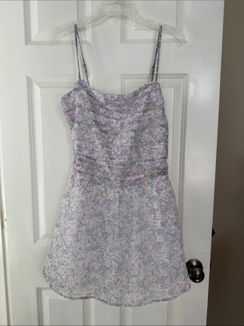 Hollister Lilac Floral Spaghetti Strap Romper Dress